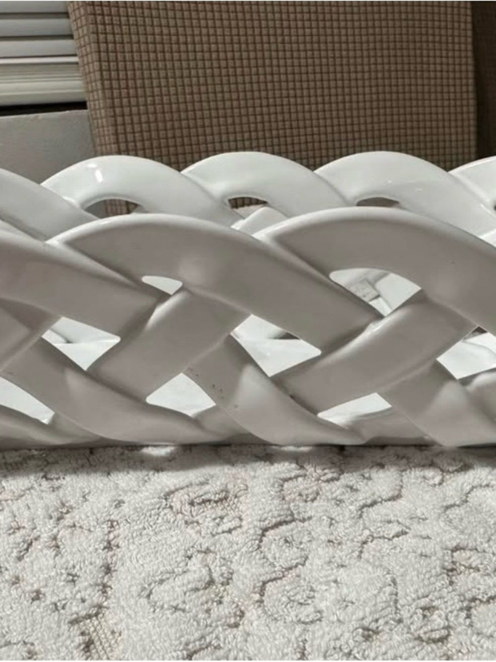 Primo'Gi Italy White Woven Ceramic Bread Basket - Handmade Lattice vintage - Picture 4 of 10